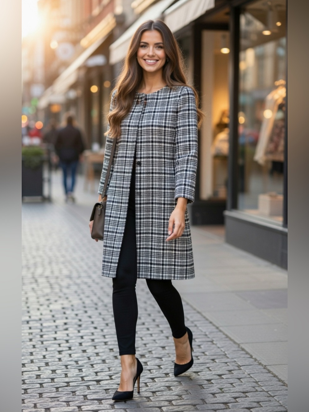 ALEX MARIE BLACK AND WHITE PLAID COAT JACKET LIKE NEW